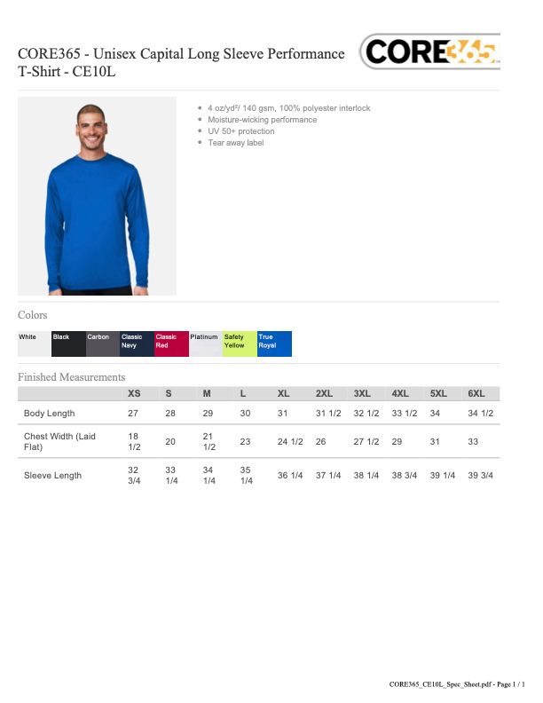 RF26 DRI FIT Performance Long Sleeve Tshirt
