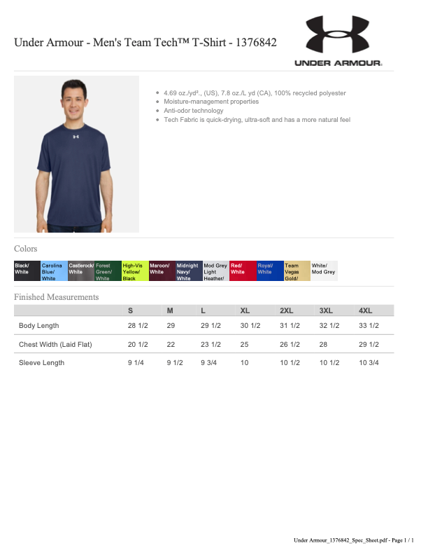 RF26 UA Tech Shirt (long or short sleeve)
