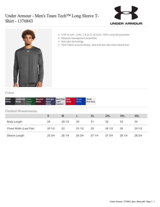 RF26 UA Tech Shirt (long or short sleeve)