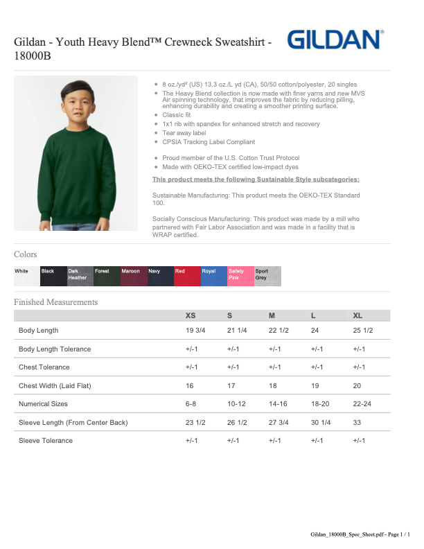 HWG Crew sweatshirt YOUTH & ADULT