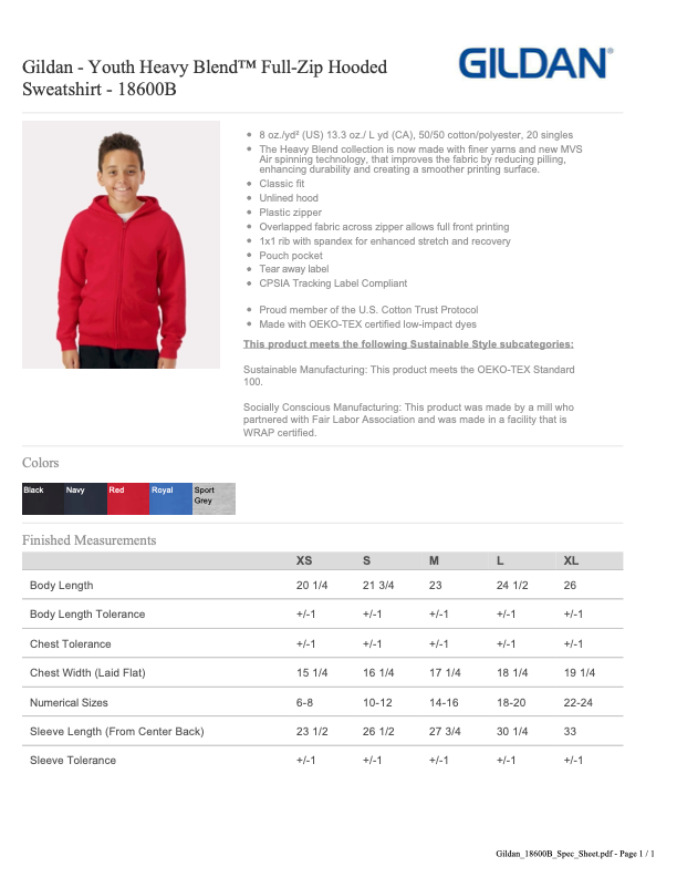 HWG Zip Up Sweatshirt Youth